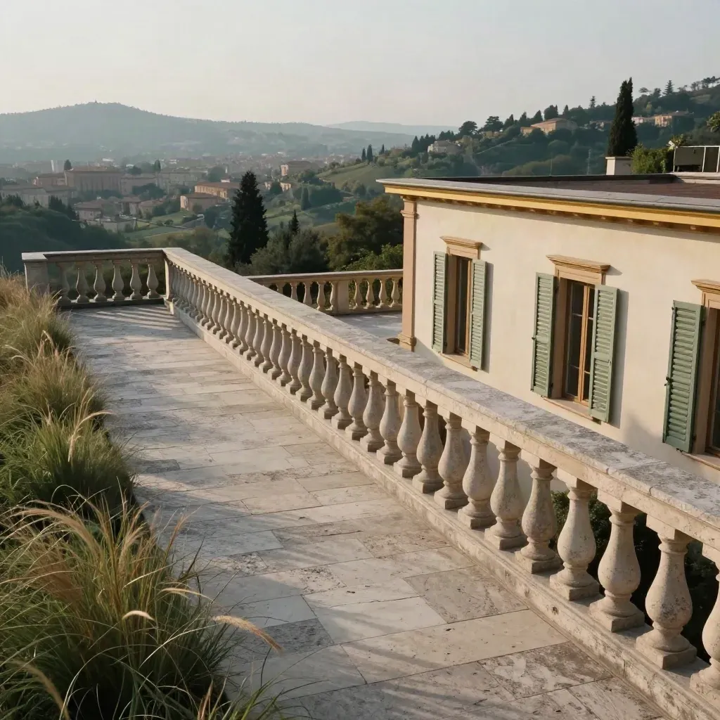 Casa luminosa sui colli di Bologna con terrazzo in pietra ed erbe alte sulla città